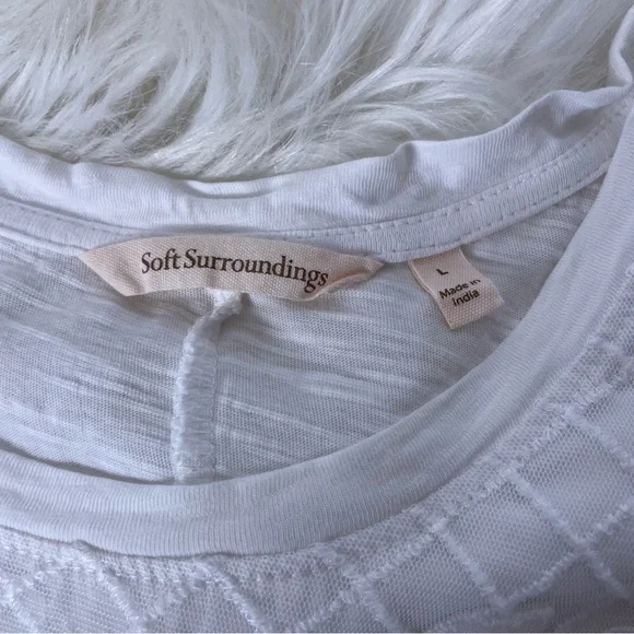 Soft Surroundings White Battenberg Lace Sleeveless Tank Top - Picture 3 of 11